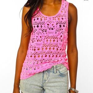 Tripp nyc pink knit skull tank